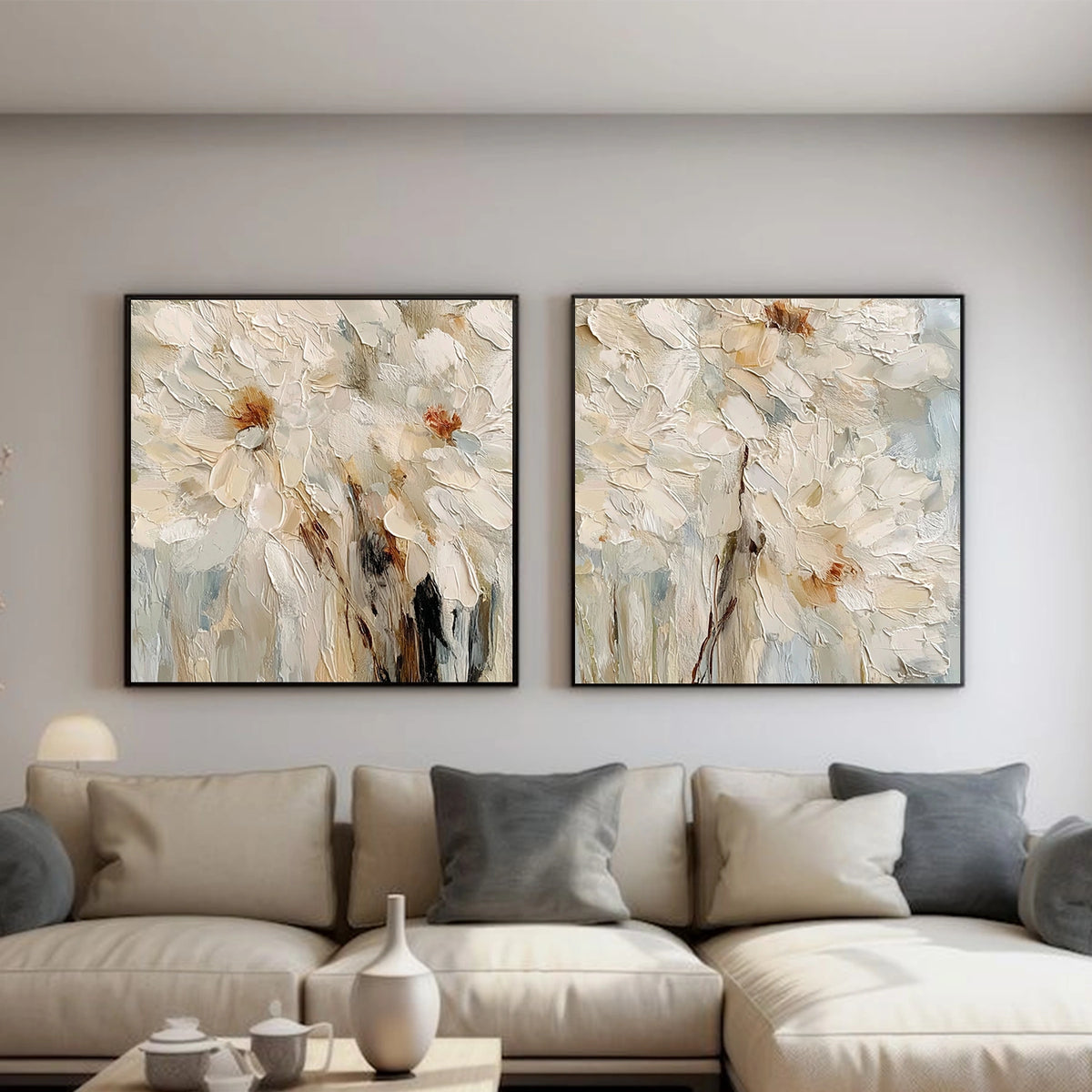 Abstract Flower And Tree Textured Wall Art Set of 2 #FT031