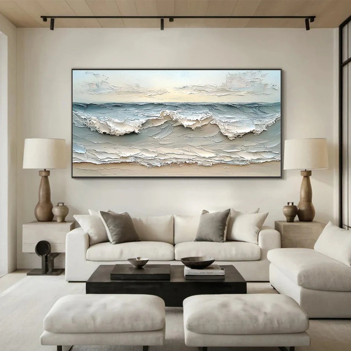 Abstract Ocean And Sky Textured Wall Art #OS062