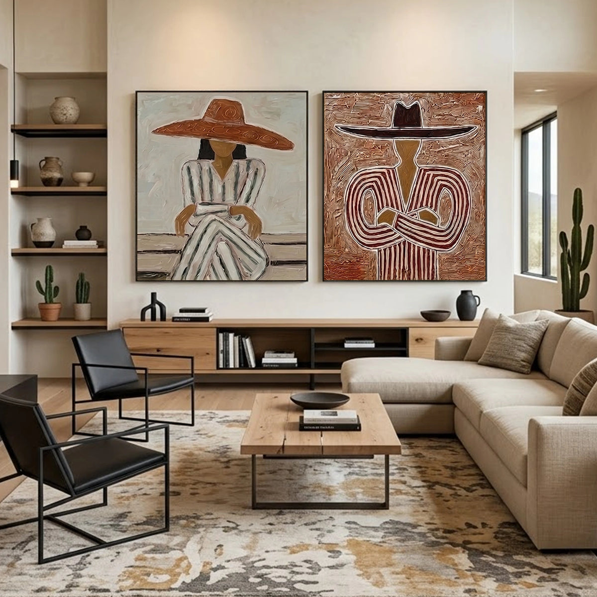 Western Cowboy Wall Art Square Set of 2 #AC104