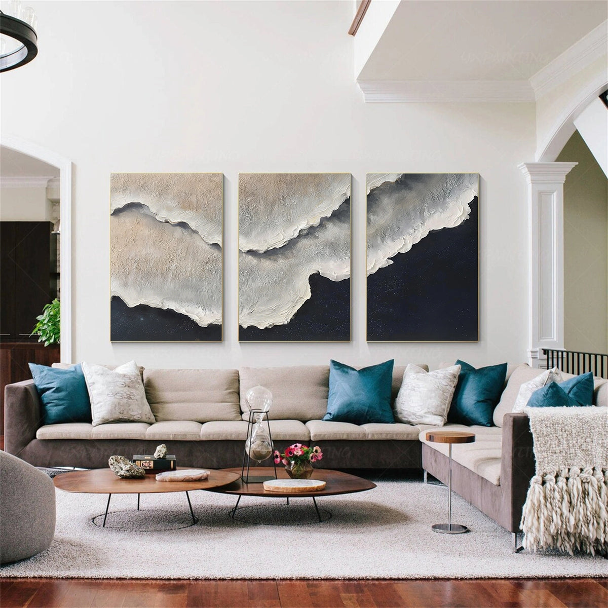 Abstract Ocean And Sky Textured Wall Art Set of 3 #OS140
