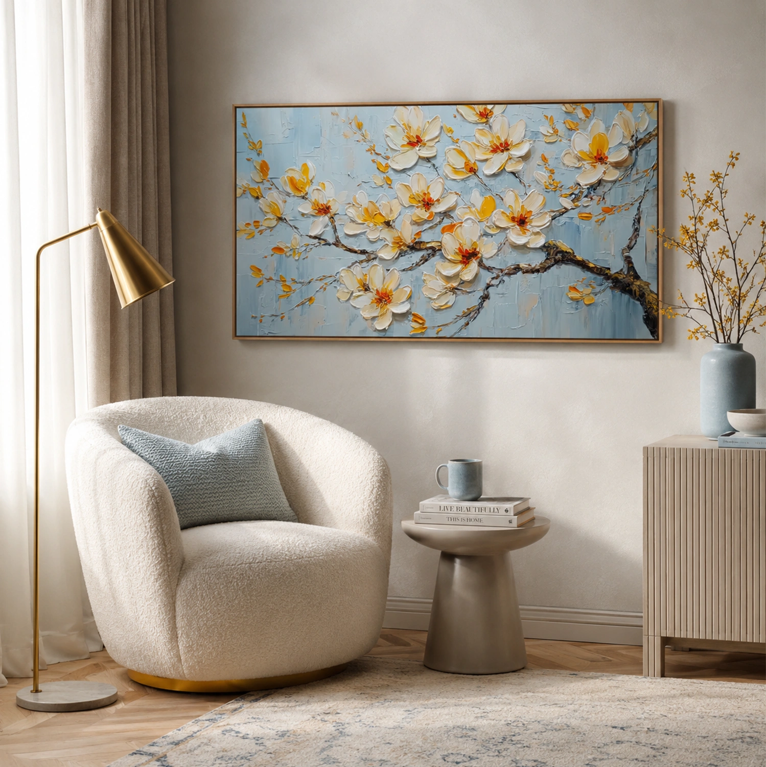 Abstract Flower And Tree Textured Wall Art #FT049