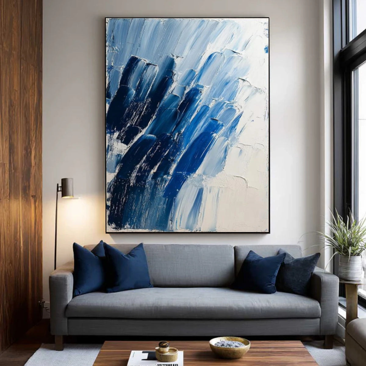 Blue Abstract Textured Wall Art #AW037
