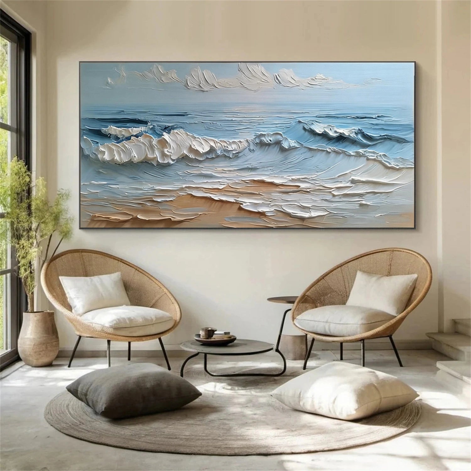 Abstract Ocean And Sky Textured Wall Art #OS056