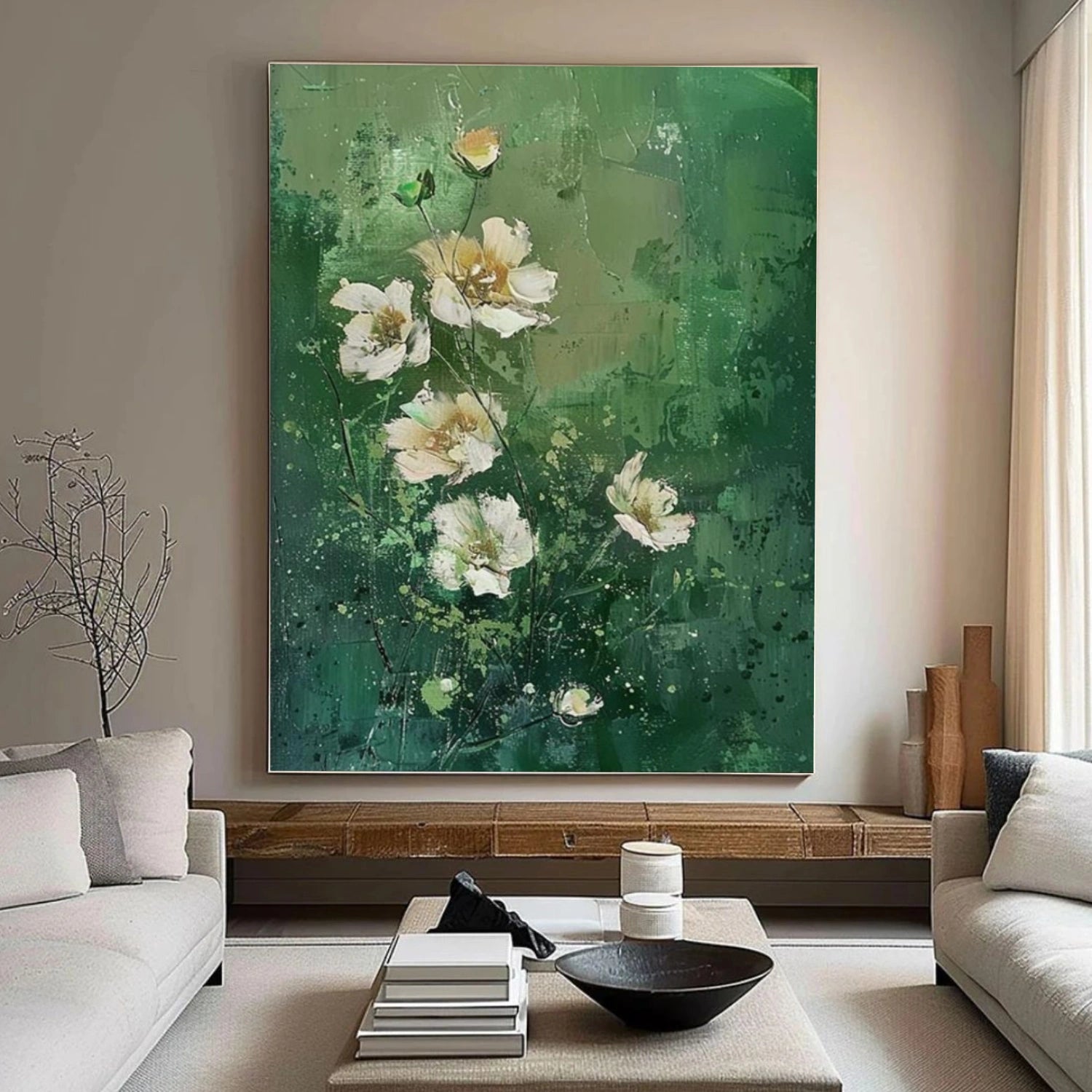 Green Abstract Flower And Tree Wall Art #FT004