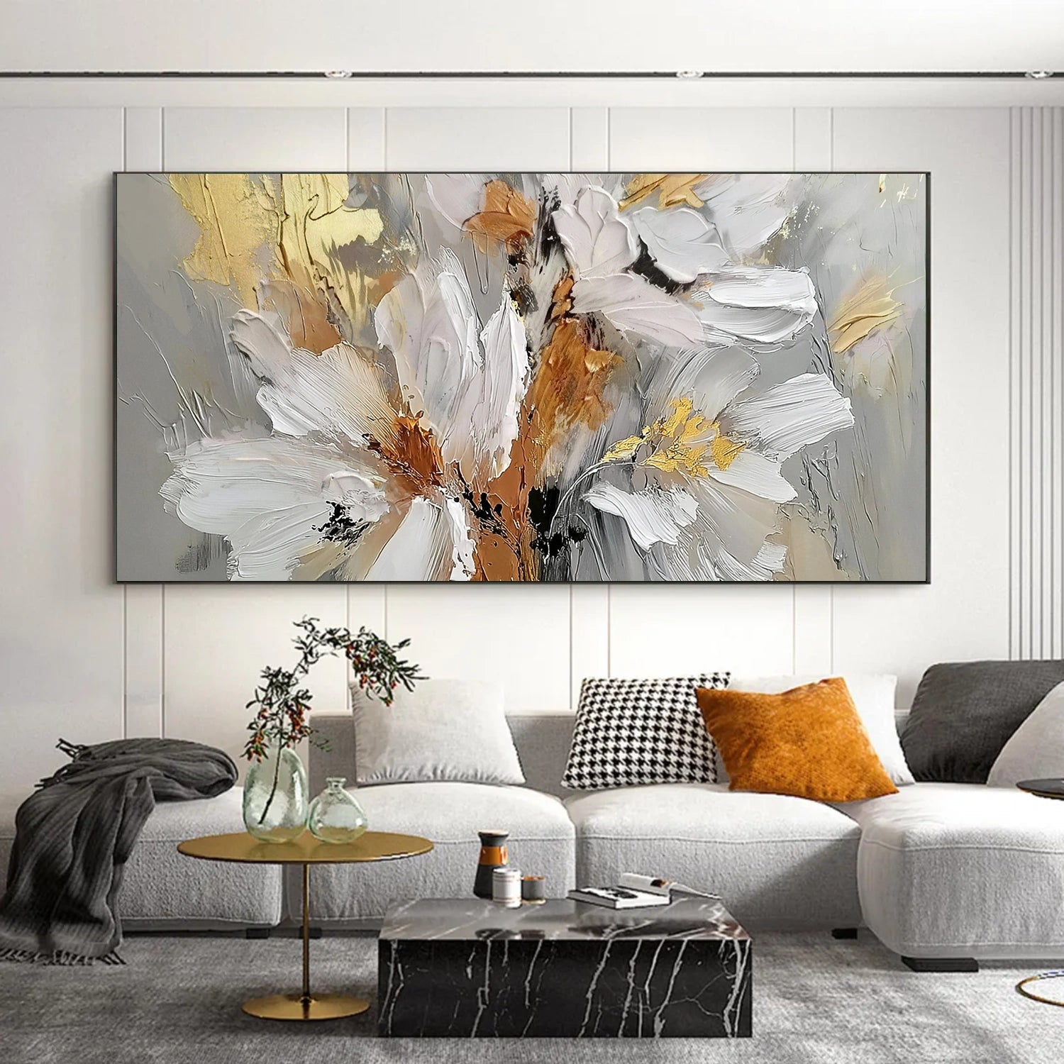 Abstract Flower And Tree Textured Wall Art #FT010