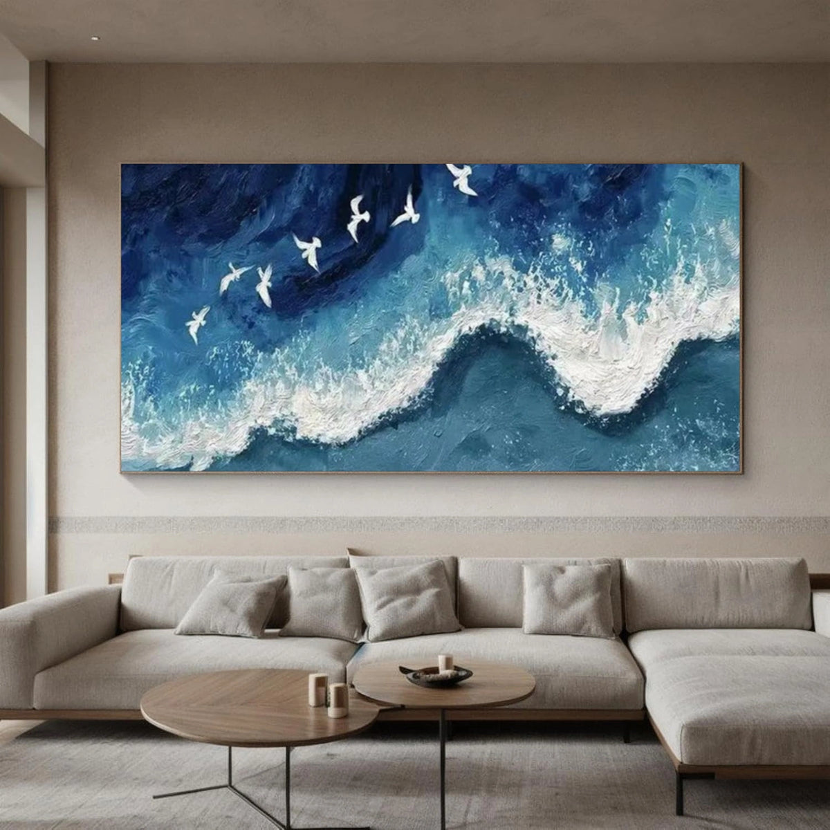Abstract Ocean And Sky Textured Wall Art #OS135
