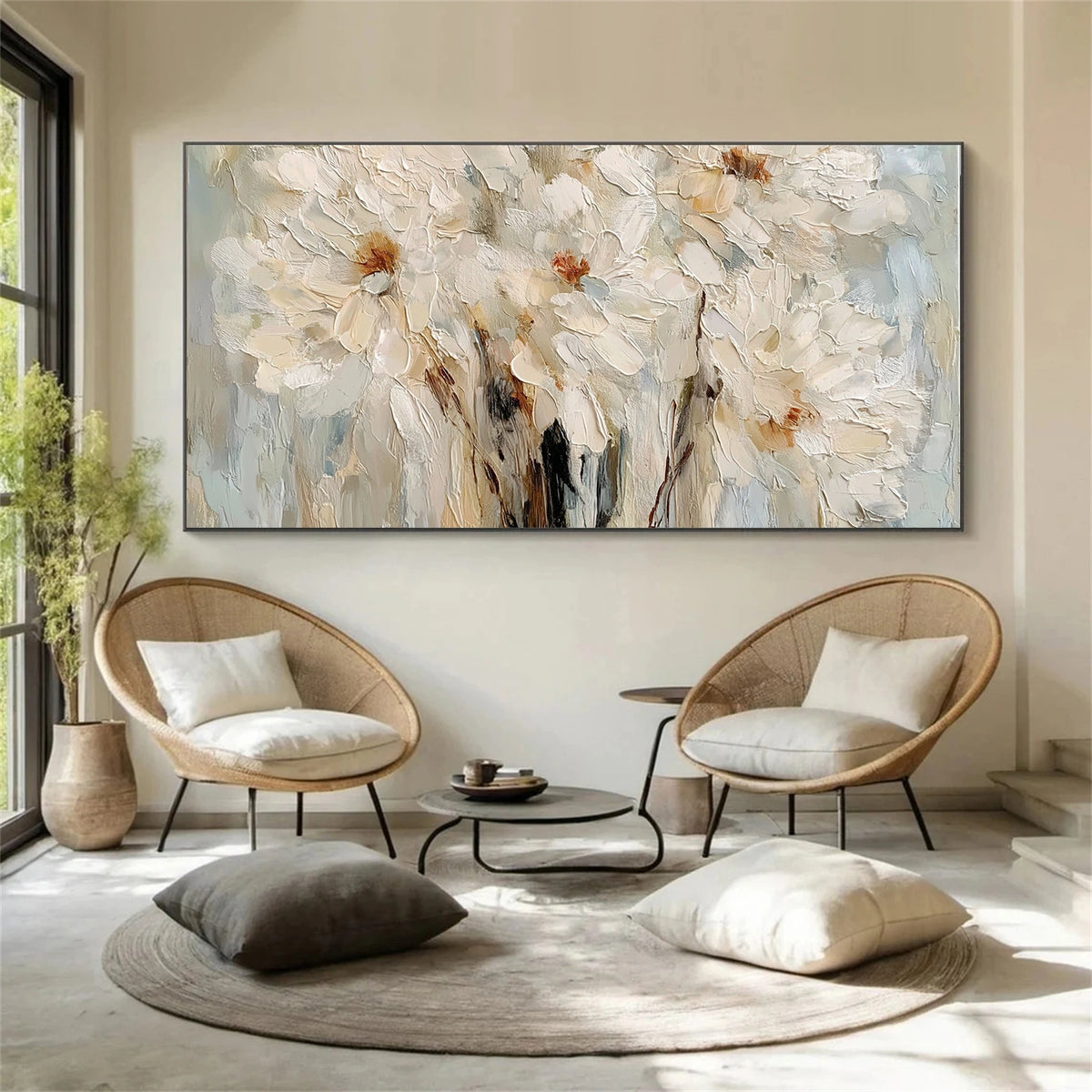 Abstract Flower And Tree Textured Wall Art #FT023