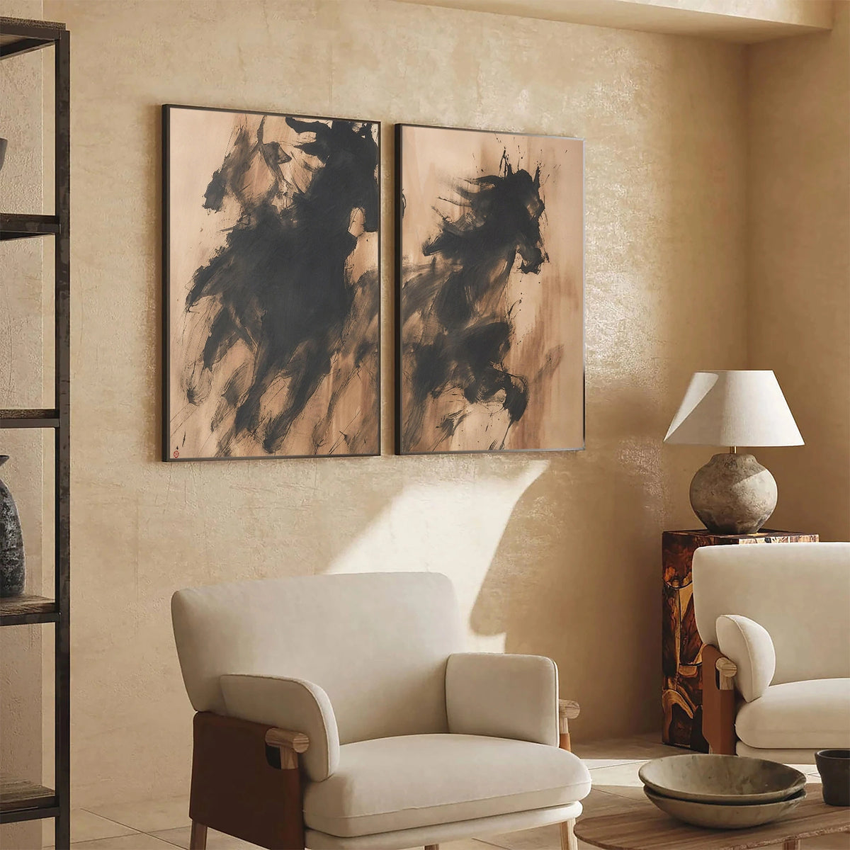 Abstract Animal Horse Wall Art Set of 2 #AN028