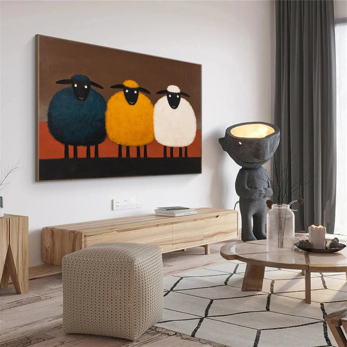 Abstract Animal Sheep Wall Art #AN006