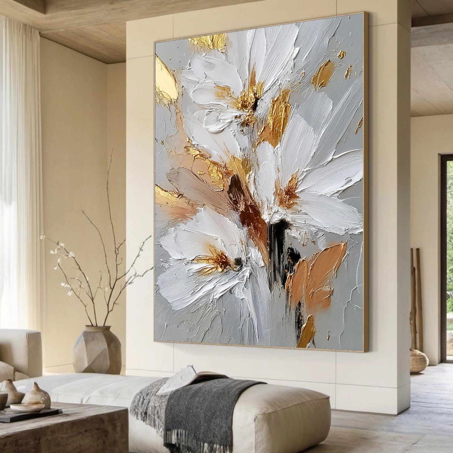 Abstract Flower And Tree Textured Wall Art #FT012