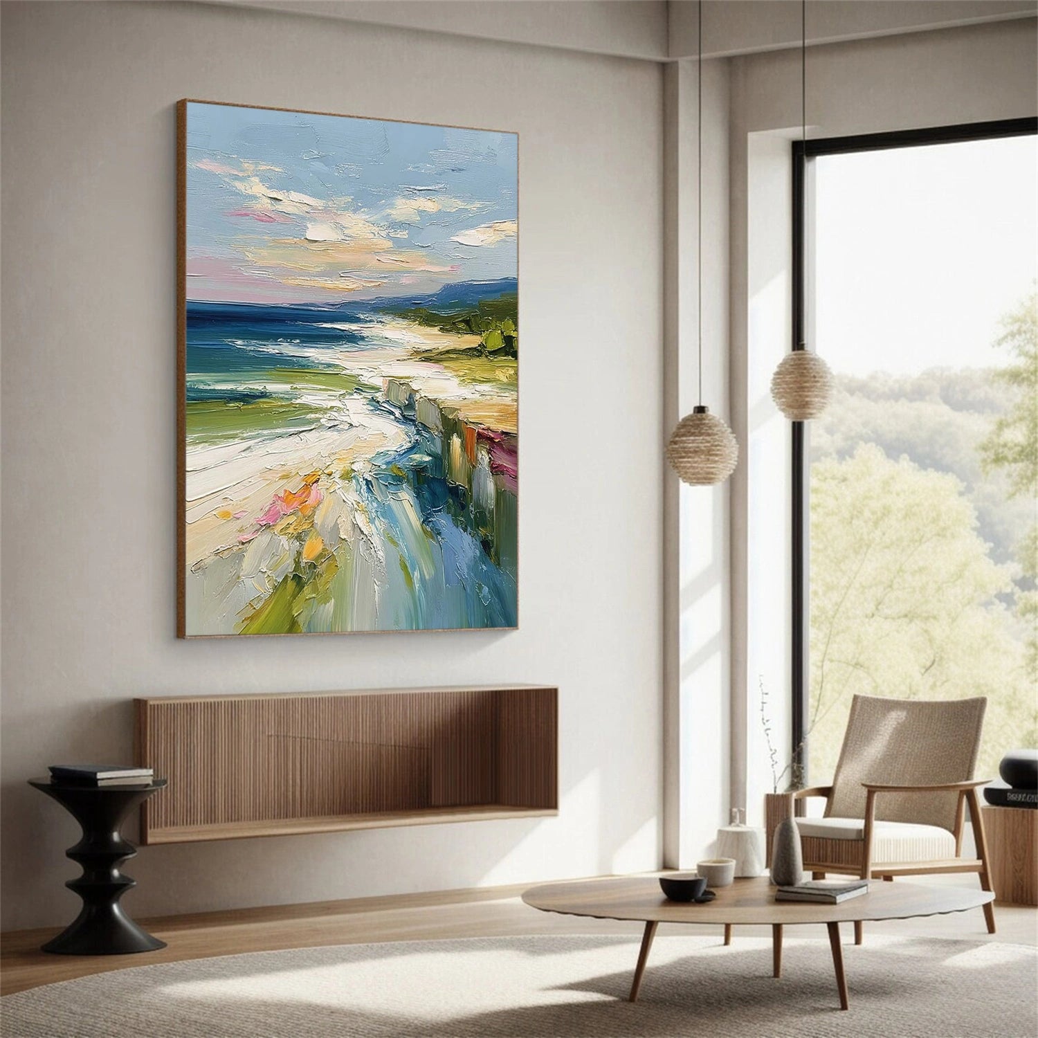 Abstract Ocean And Sky Textured Wall Art #OS030