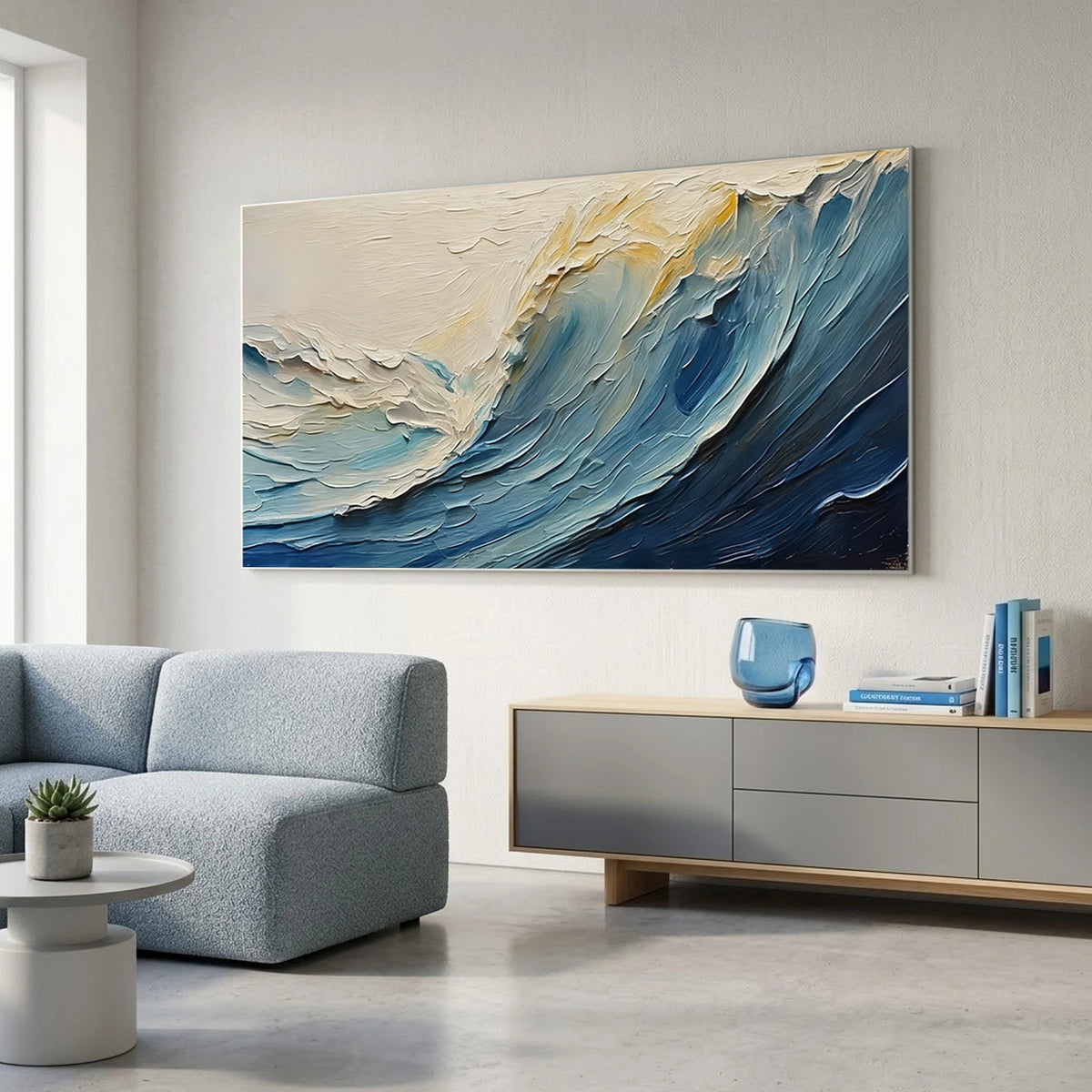 Abstract Ocean And Sky Textured Wall Art #OS060