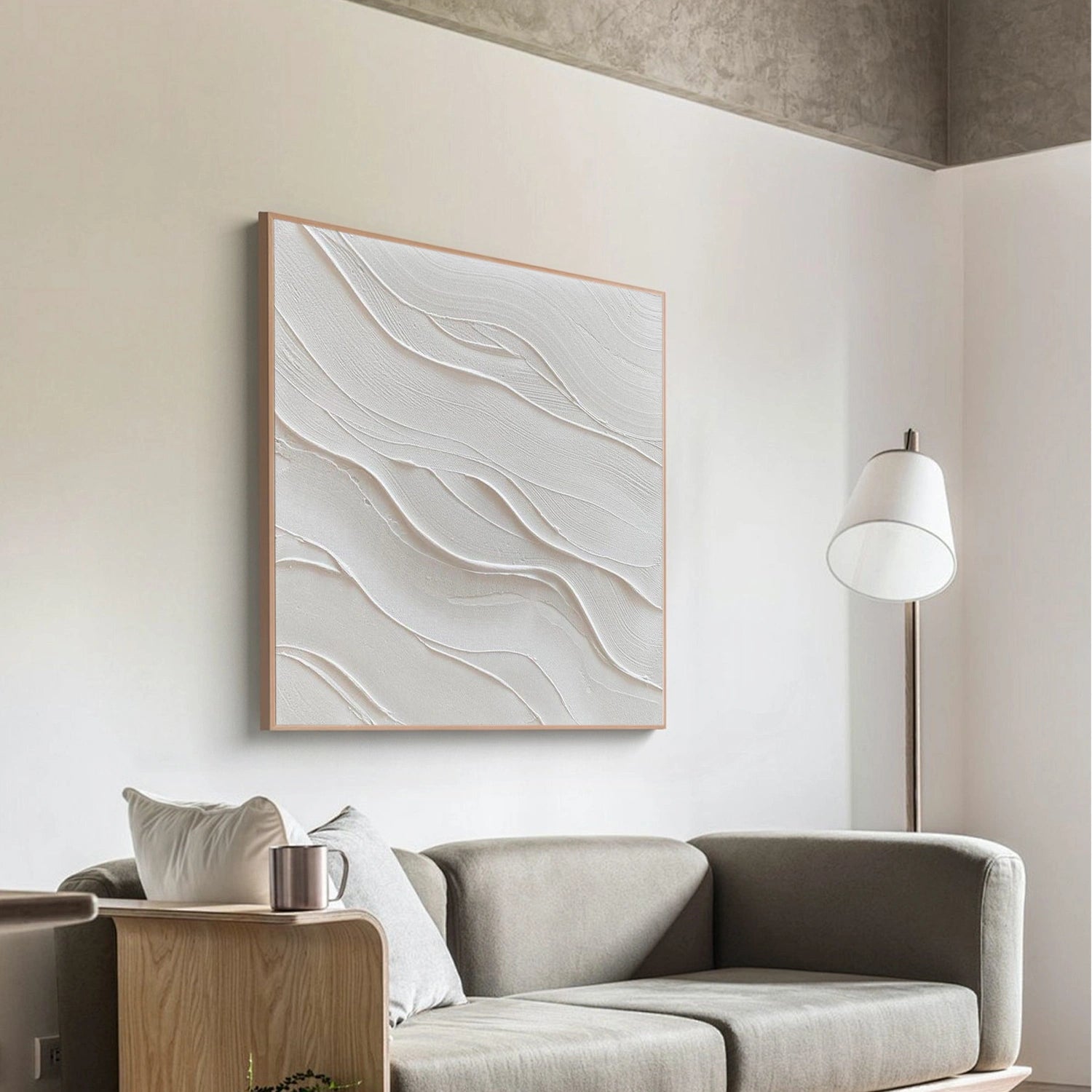 White Minimalist Textured Wall Art #MW036