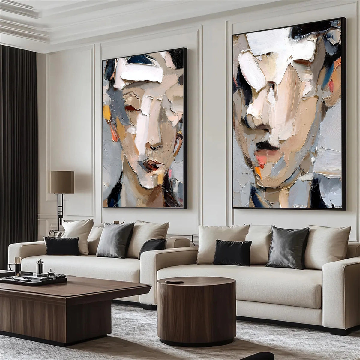 Abstract Portrait Textured Wall Art Set of 2 #LA017