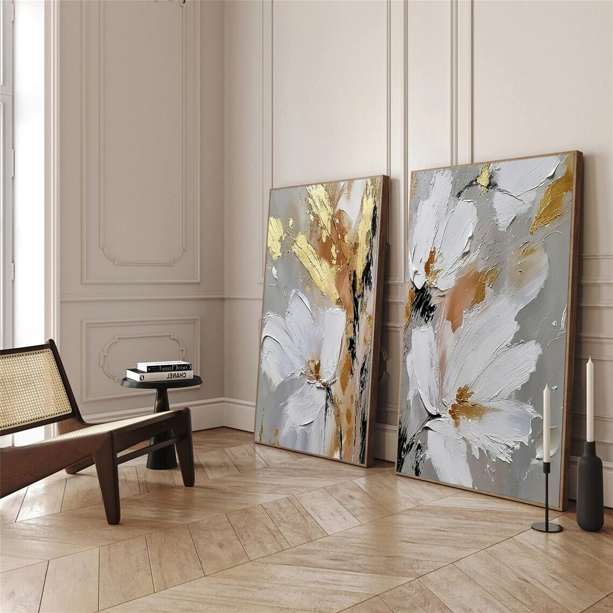 Abstract Flower And Tree Textured Wall Art Set of 2 #FT015