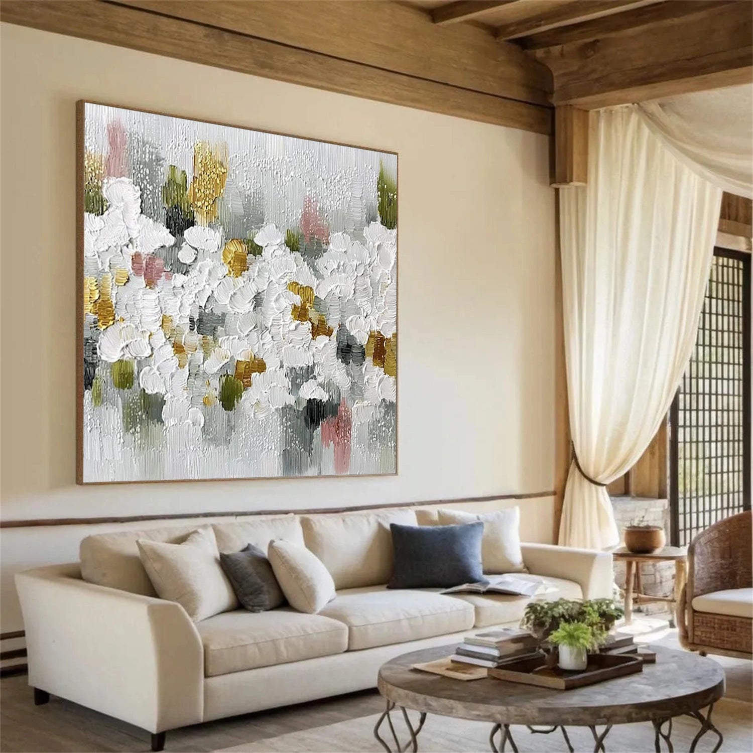 Abstract Flower And Tree Textured Wall Art #FT038