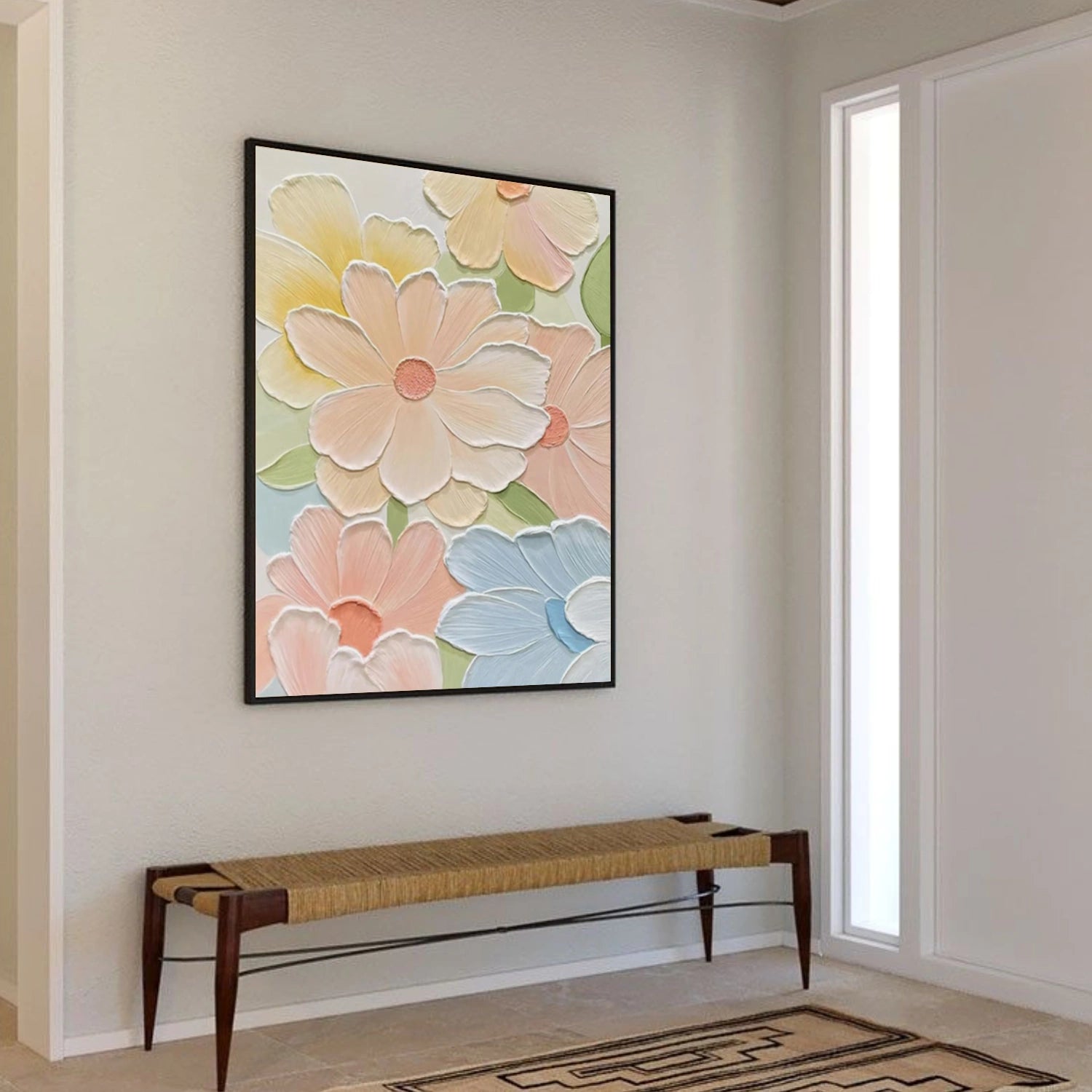 Colorful Abstract Flower And Tree Textured Wall Art #FT016