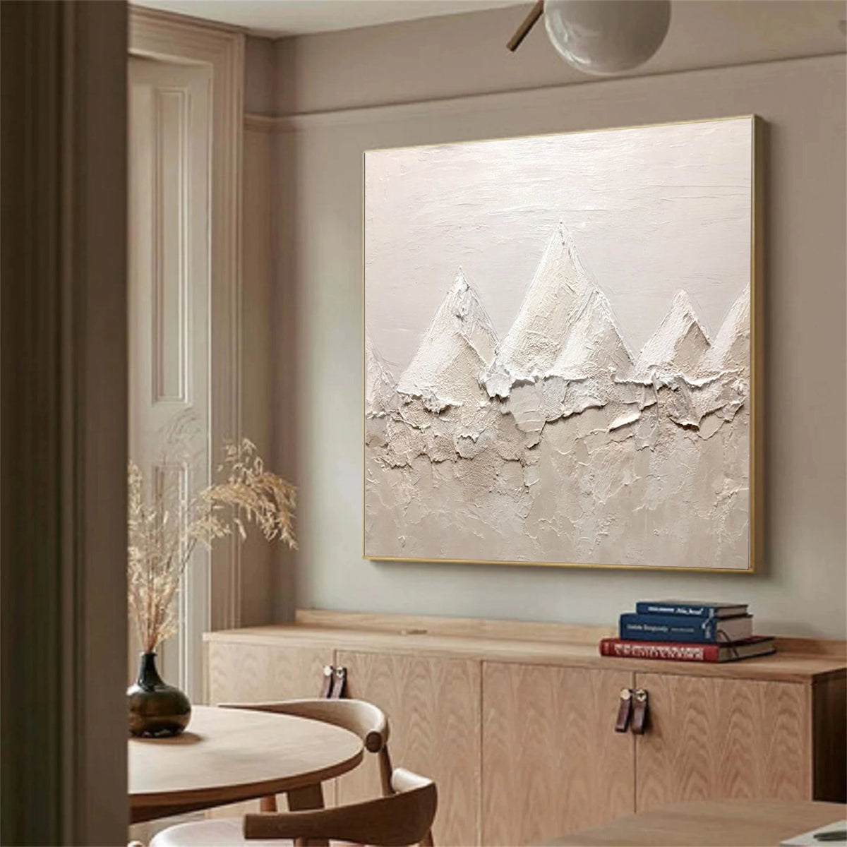 Beige Minimalist Mountain Textured Wall Art #MM039