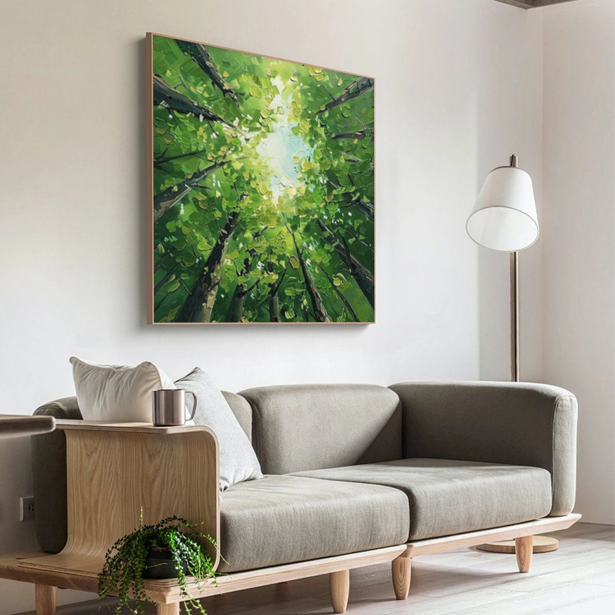Green Abstract Flower And Tree Textured Wall Art #FT006