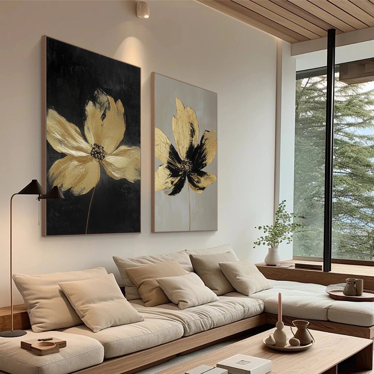 Abstract Flower And Tree Wall Art Set of 2 #FT047