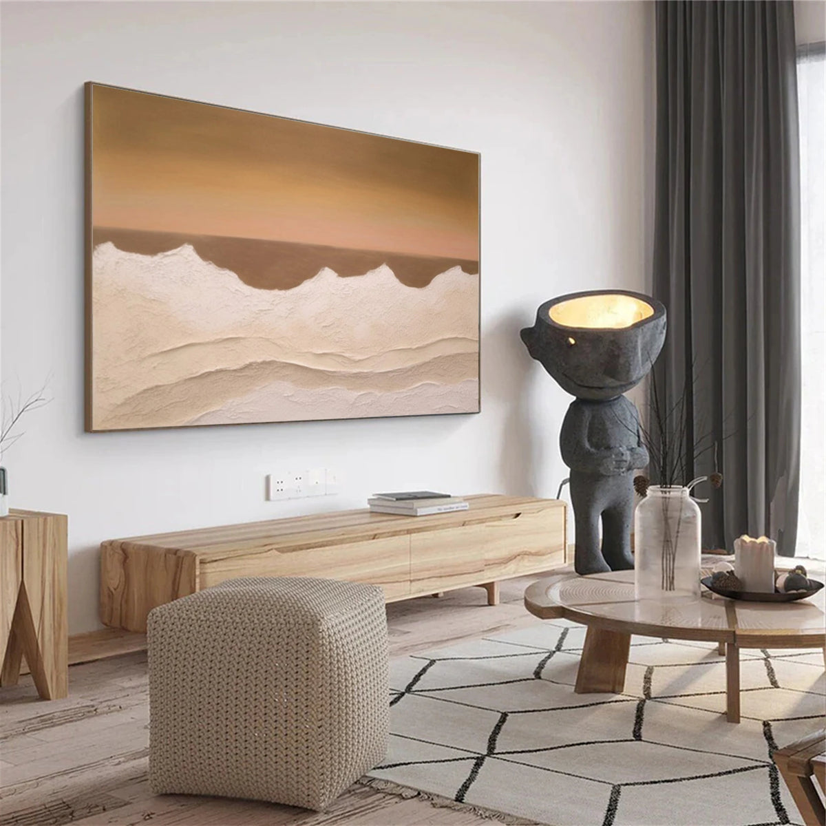 Abstract Ocean And Sky Textured Wall Art #OS055