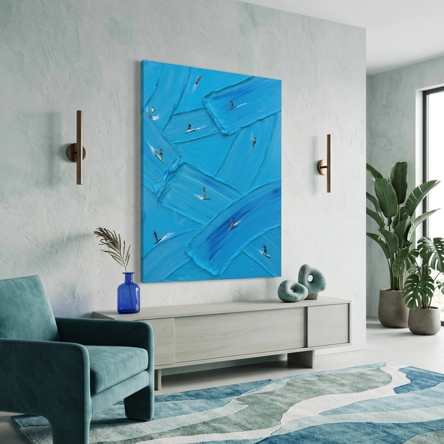 Surfing Sports Textured Wall Art #SC015