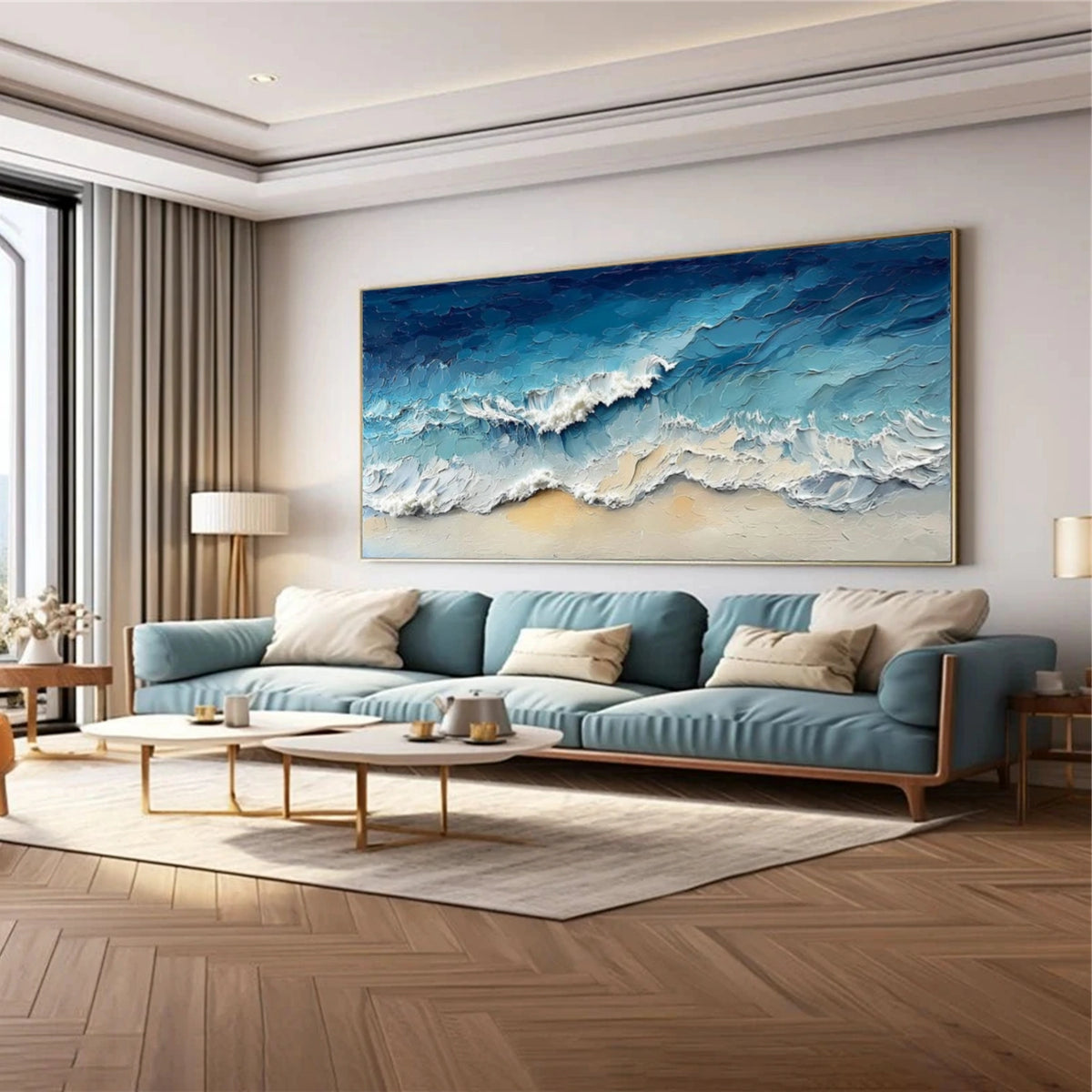 Abstract Ocean And Sky Textured Wall Art #OS136