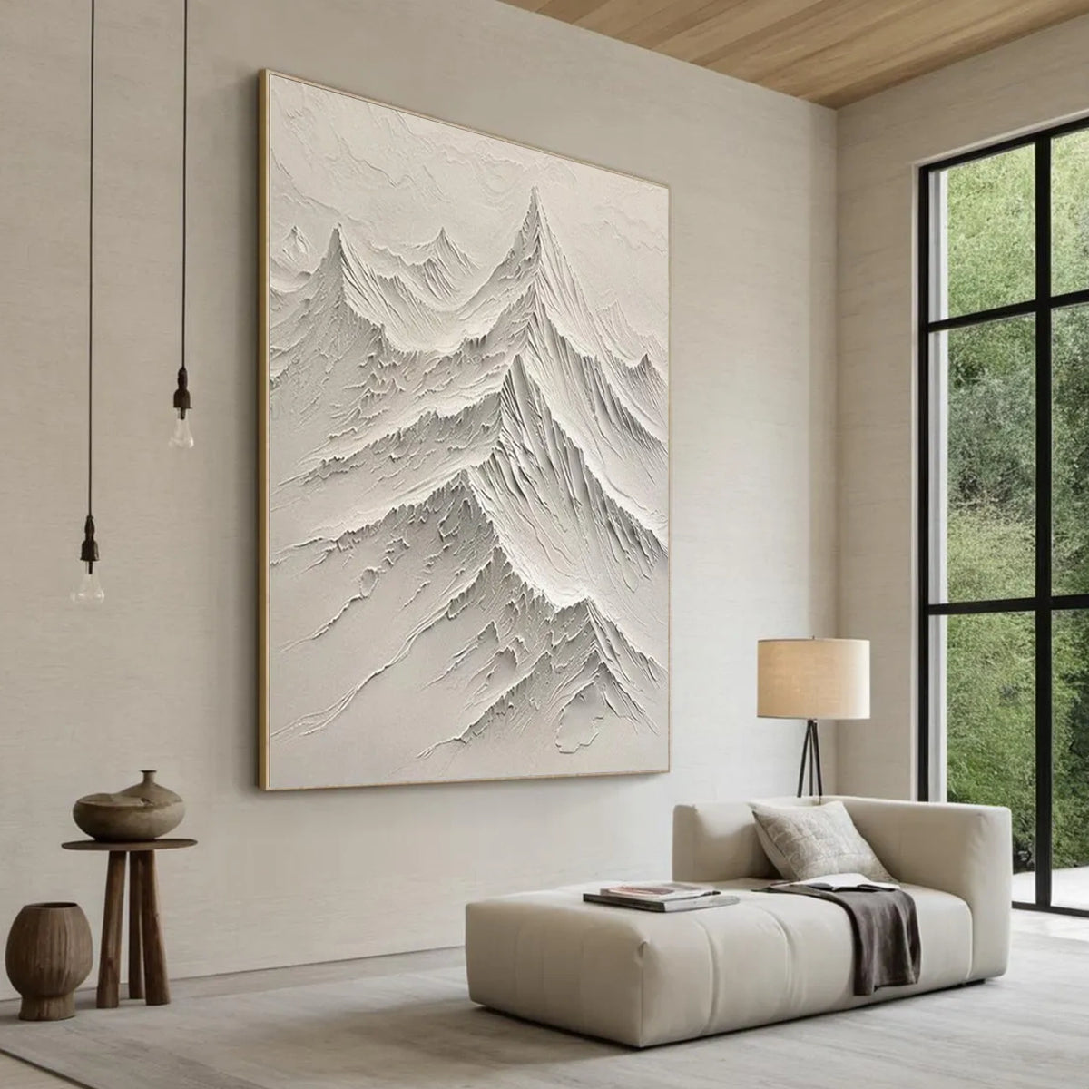 Beige Minimalist Mountain Textured Wall Art #MM041