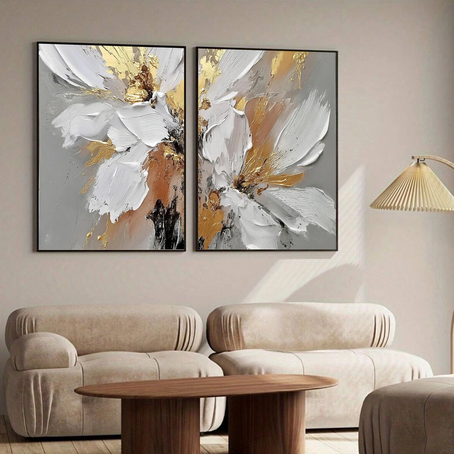 Abstract Flower And Tree Textured Wall Art Set of 2 #FT014