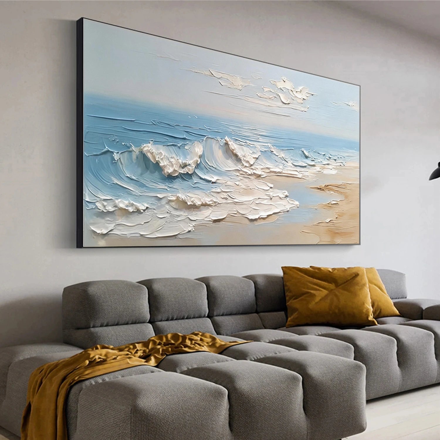 Abstract Ocean And Sky Textured Wall Art #OS057