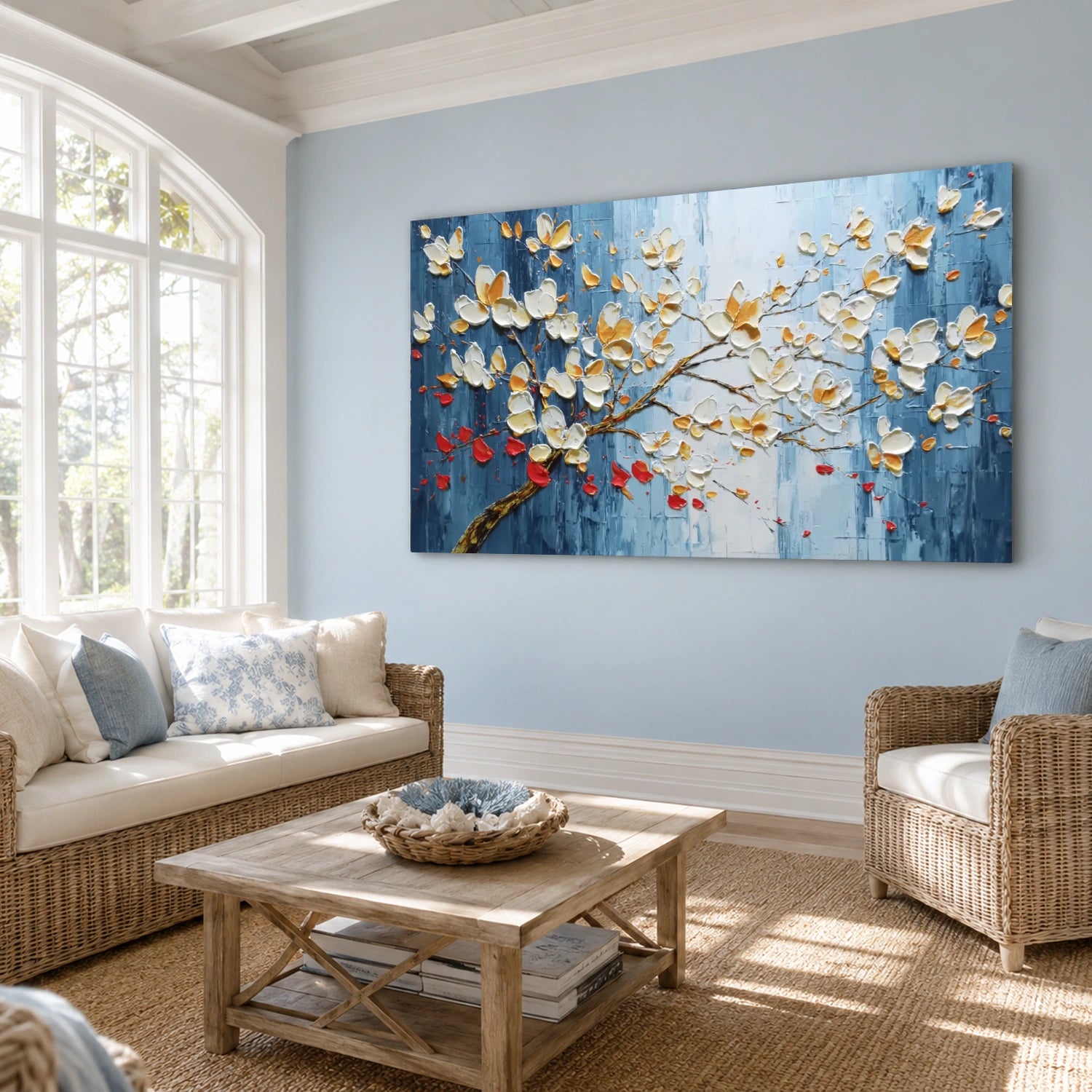 Abstract Flower And Tree Textured Wall Art #FT055