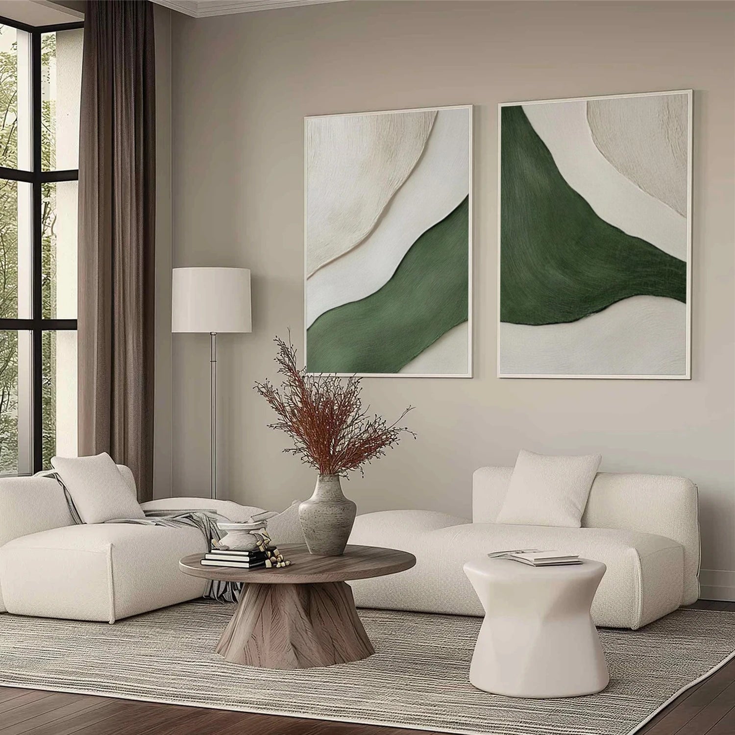 Green Minimalist Textured Wall Art Set of 2 #MW004