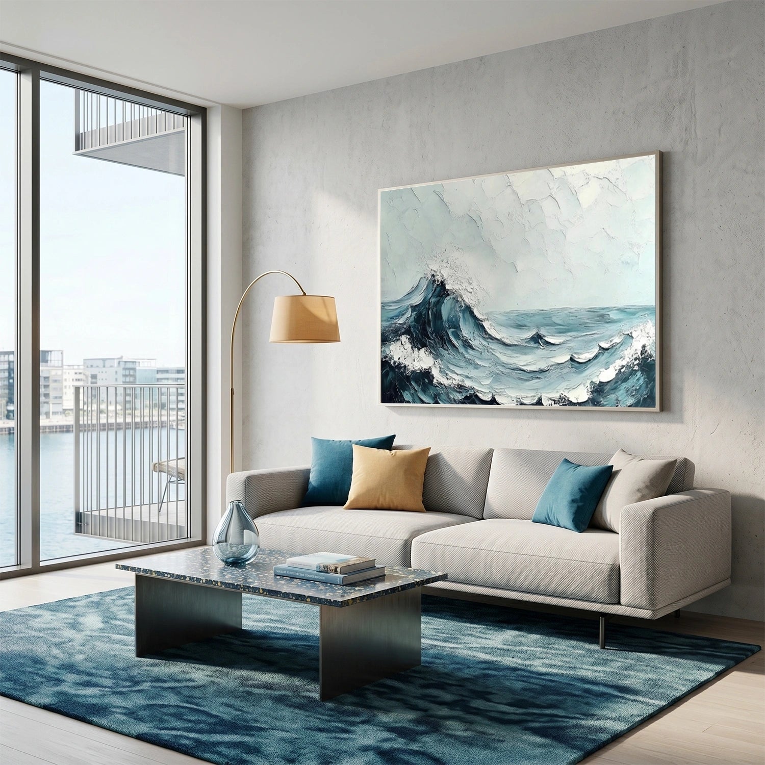 Abstract Ocean And Sky Textured Wall Art #OS061