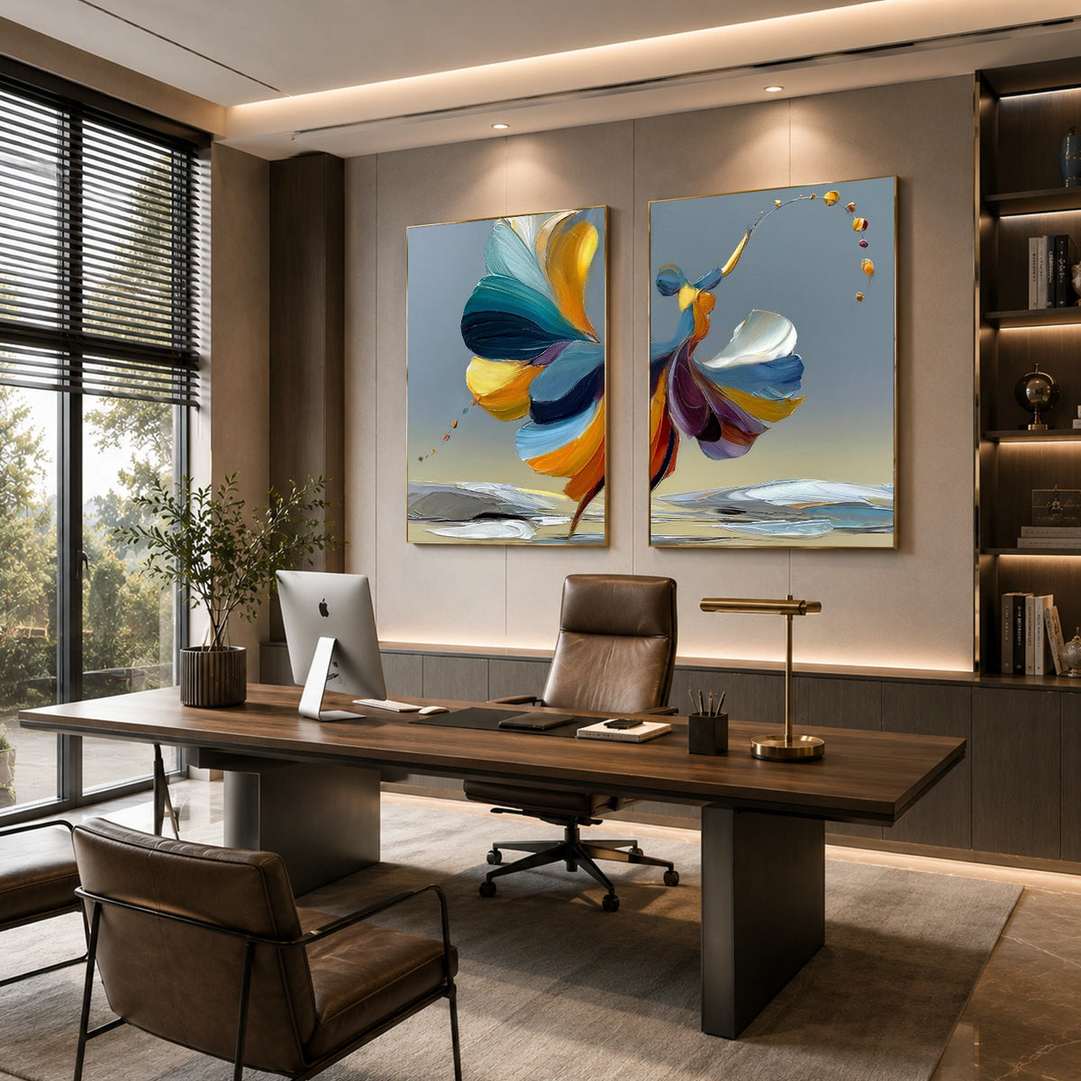 Abstract Portrait Textured Wall Art Set of 2 #LA031