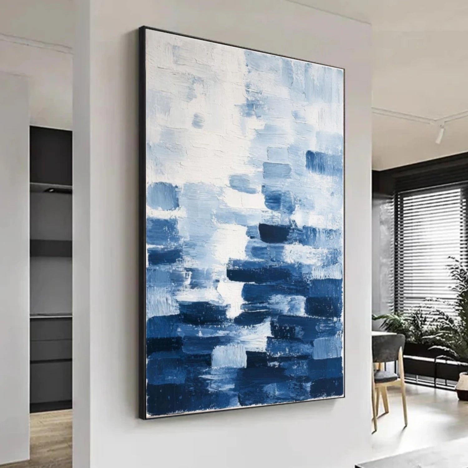 Blue Abstract Textured Wall Art #AW038