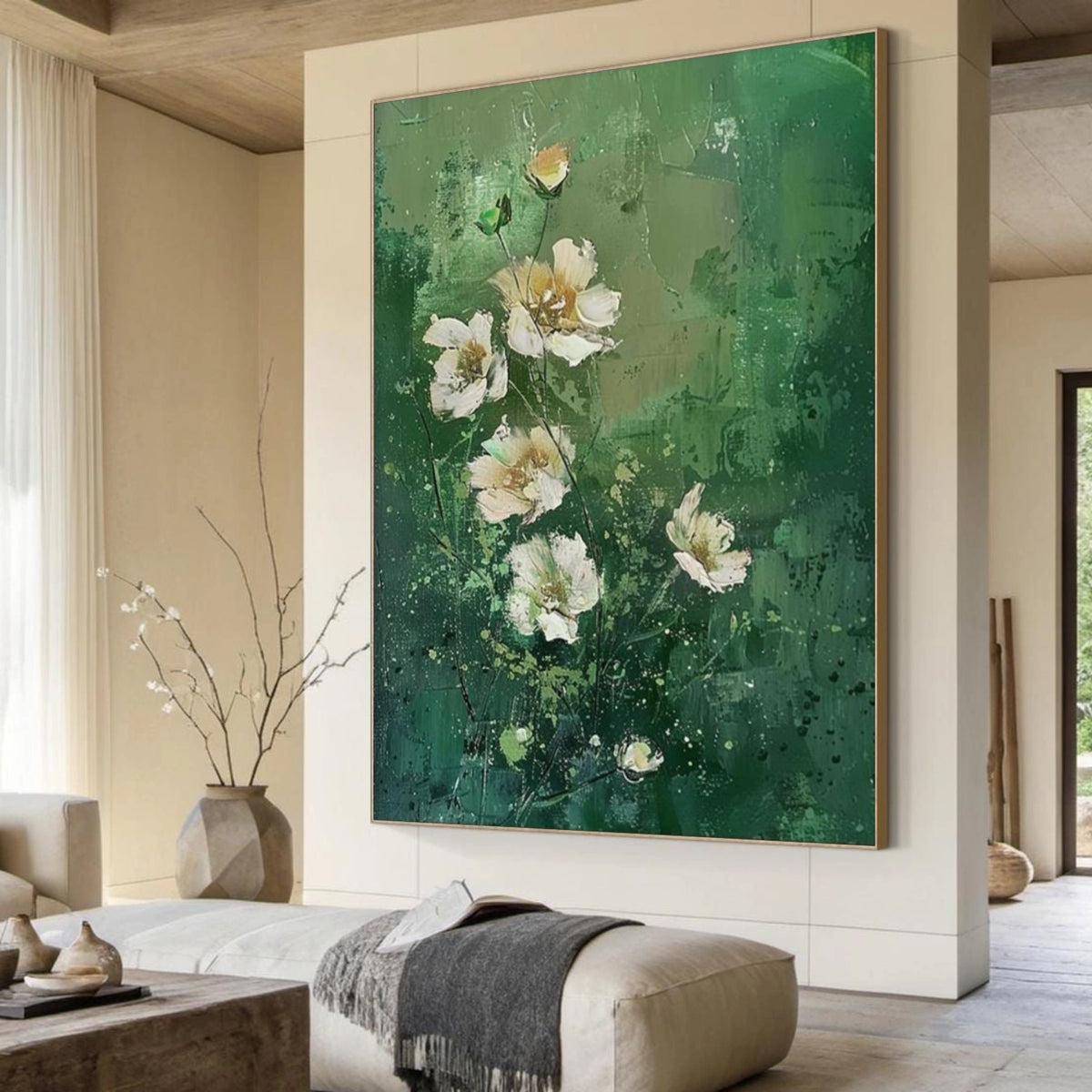 Green Abstract Flower And Tree Wall Art #FT004