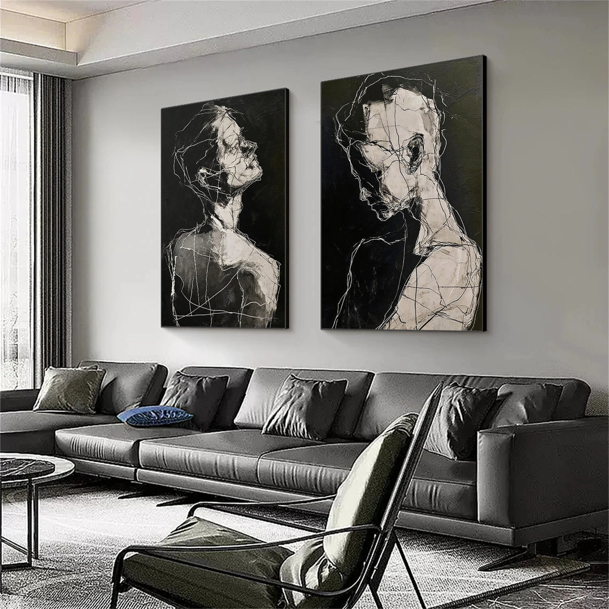 Abstract Portrait Wall Art Set of 2 #LA016