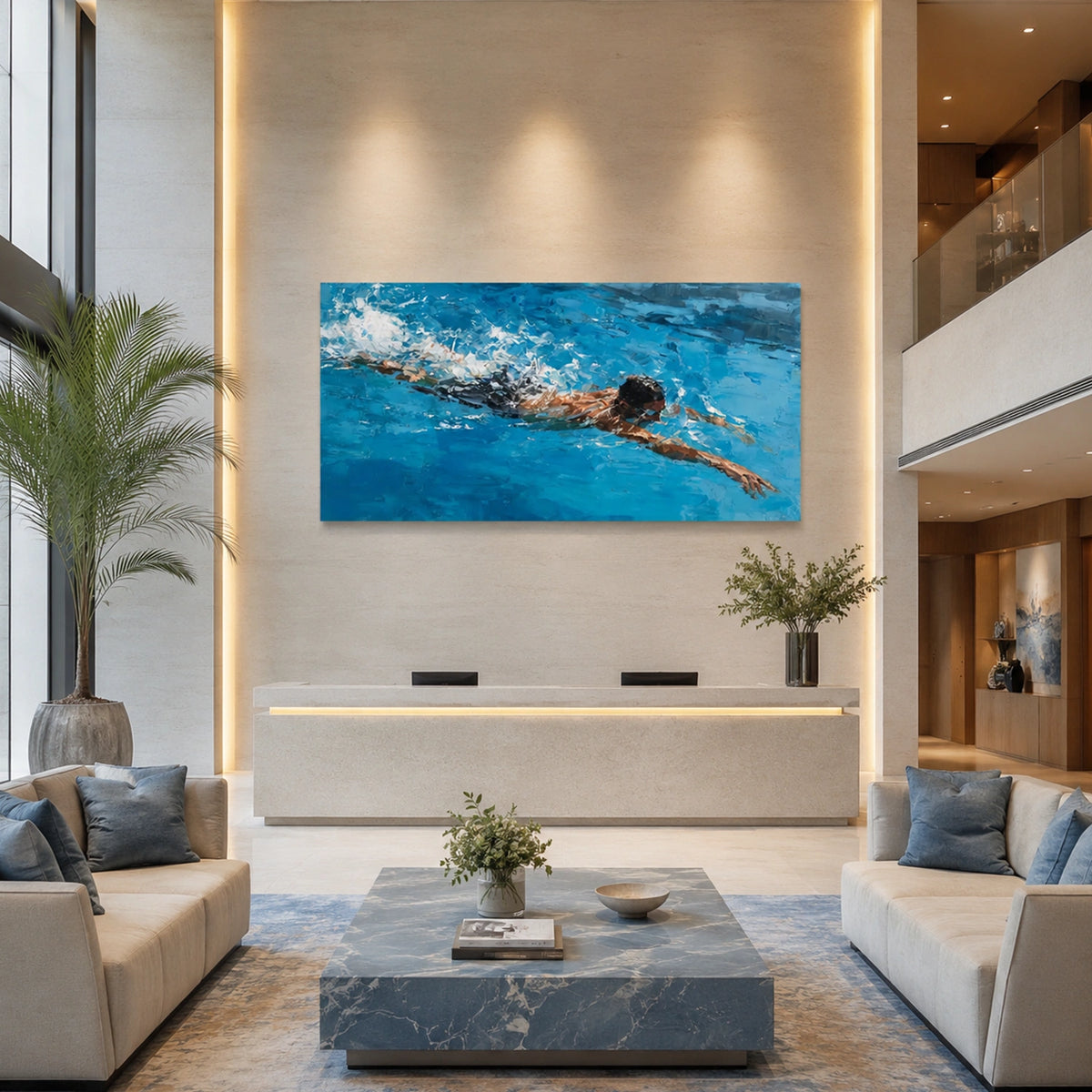 Swimming Sports Textured Wall Art #SC035