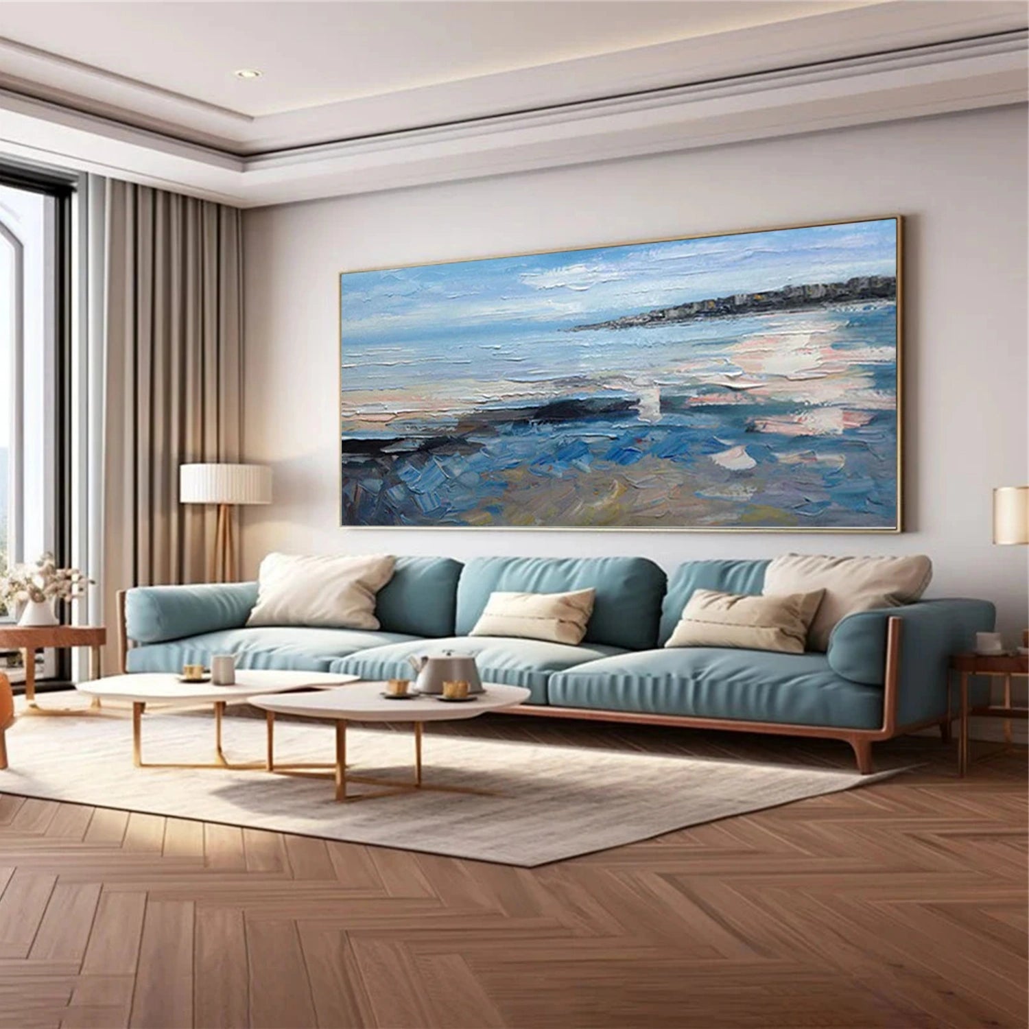 Abstract Ocean And Sky Textured Wall Art #OS059