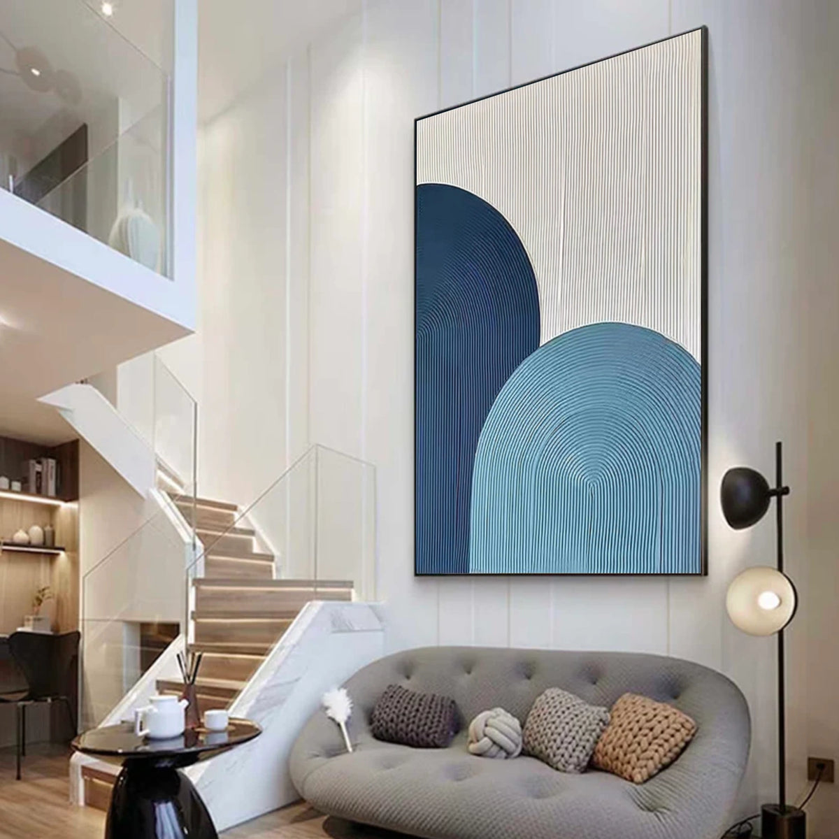 Blue Minimalist Textured Wall Art #MW007