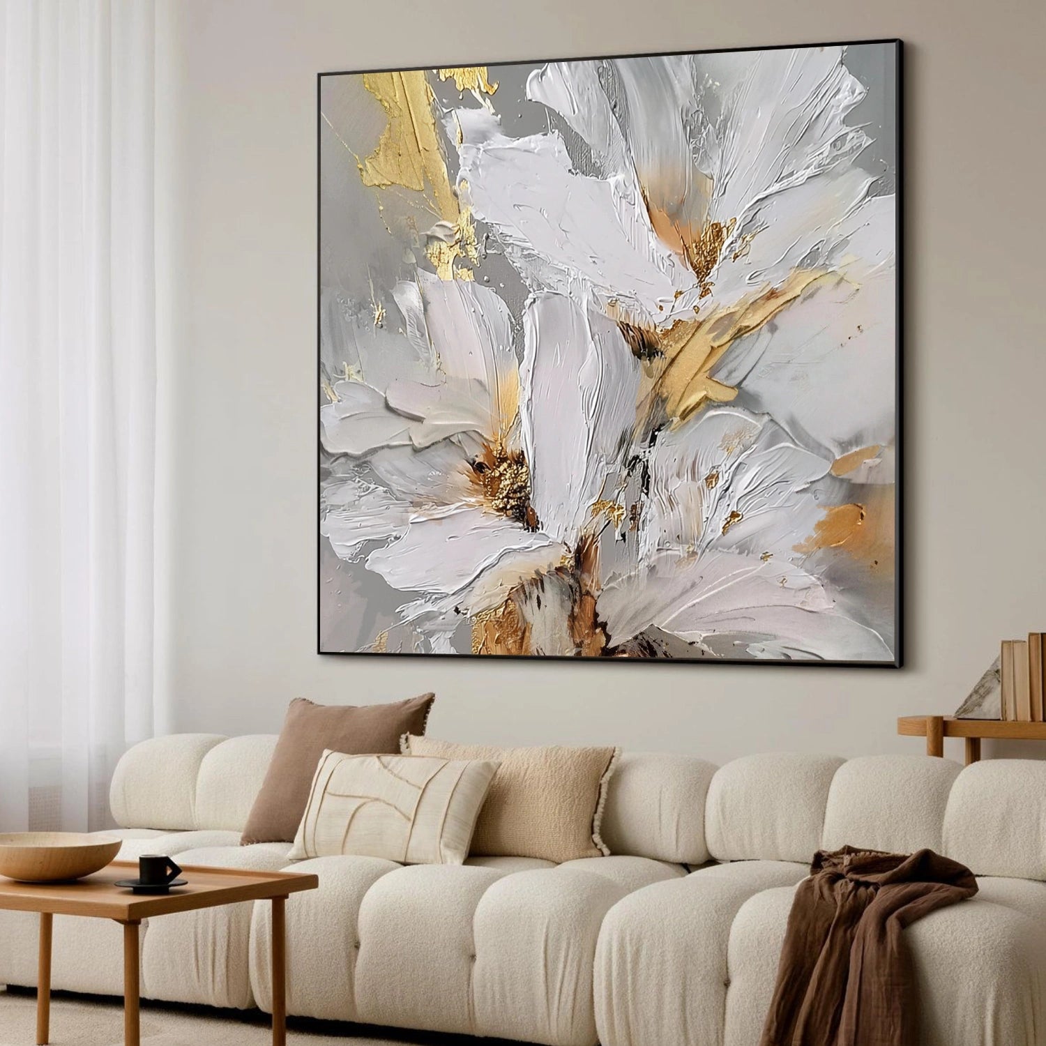 Green Abstract Flower And Tree Textured Wall Art #FT013