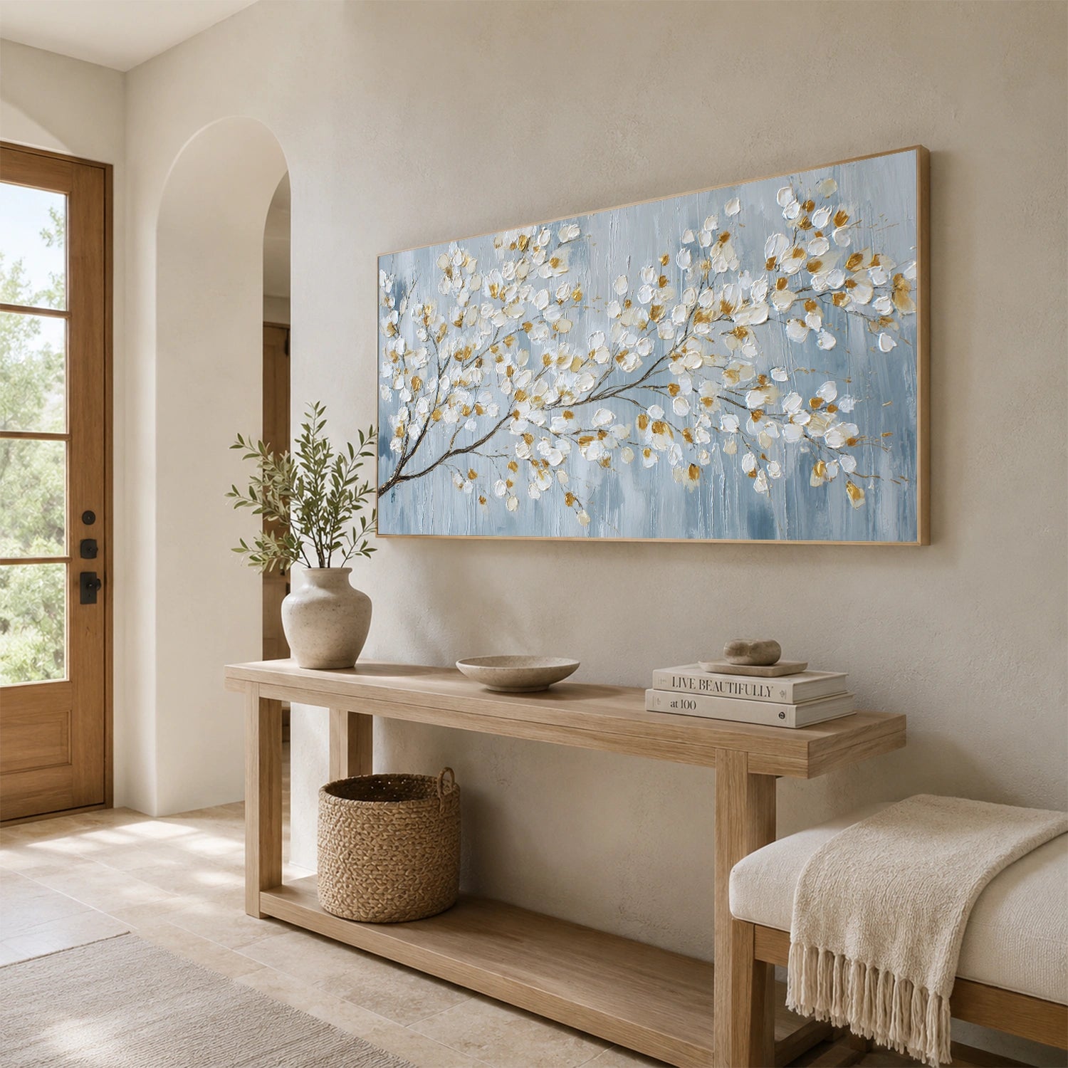 Abstract Flower And Tree Textured Wall Art #FT058