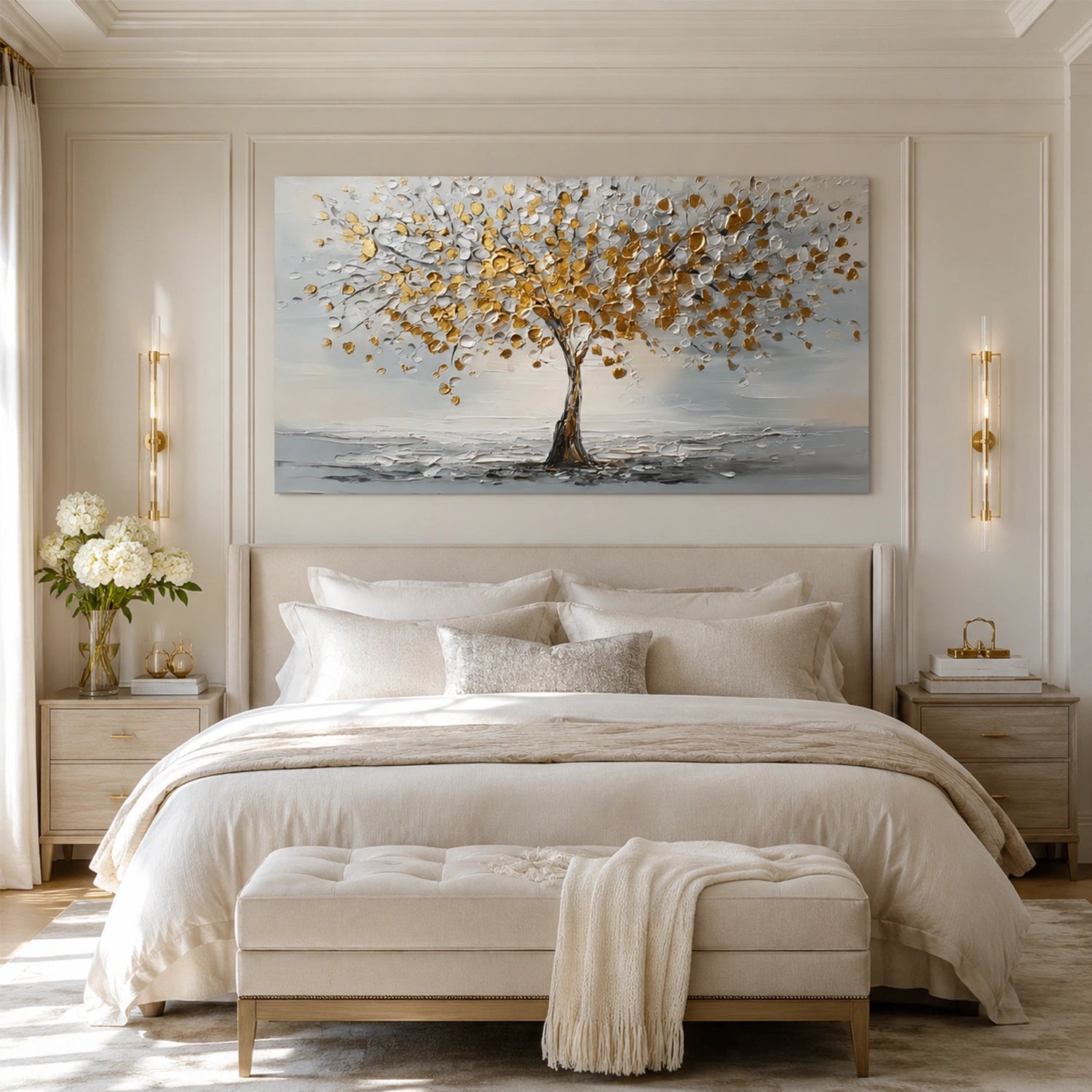 Abstract Flower And Tree Textured Wall Art #FT053