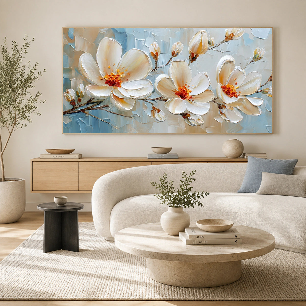 Abstract Flower And Tree Textured Wall Art #FT052