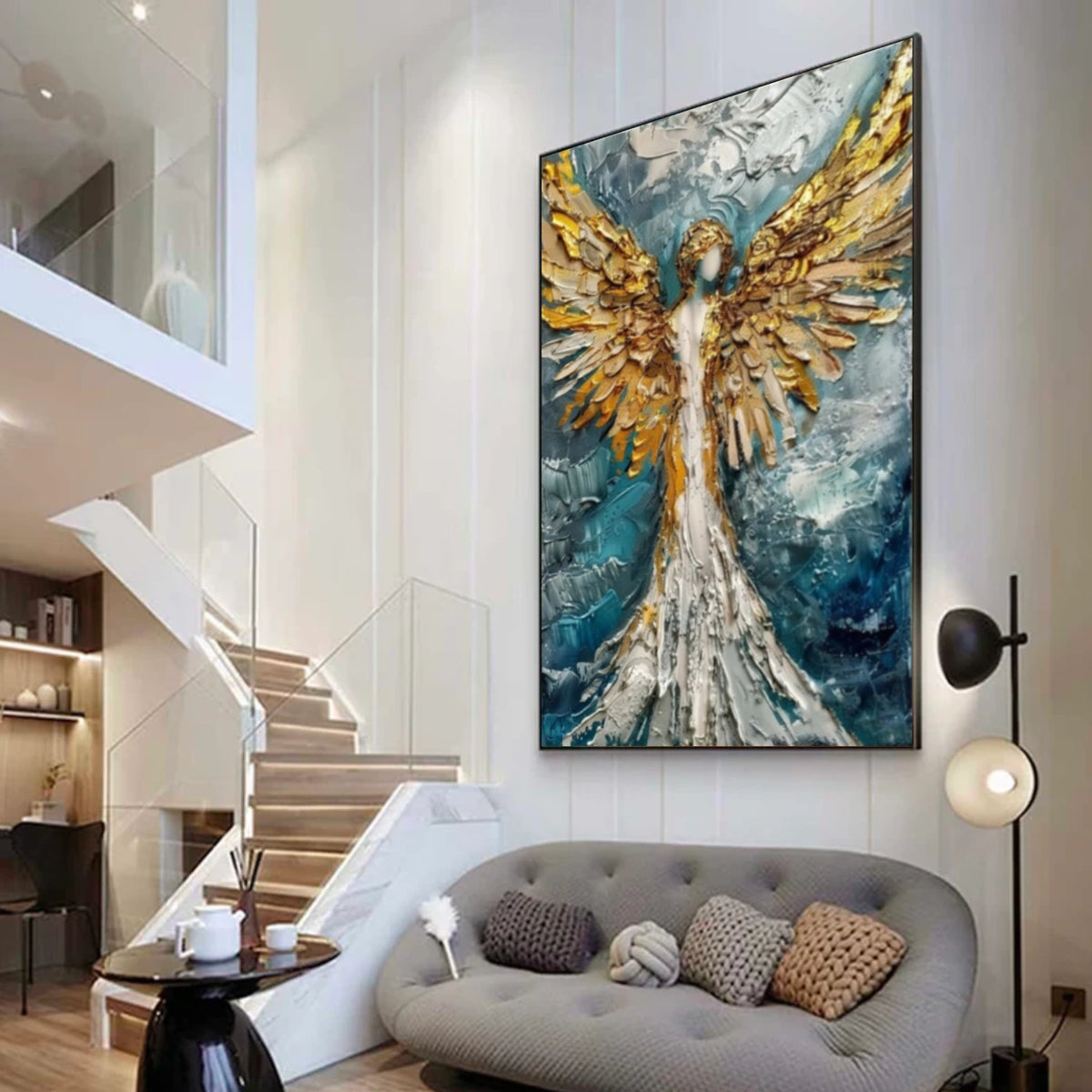 Abstract Angel Portrait Textured Wall Art #LA045