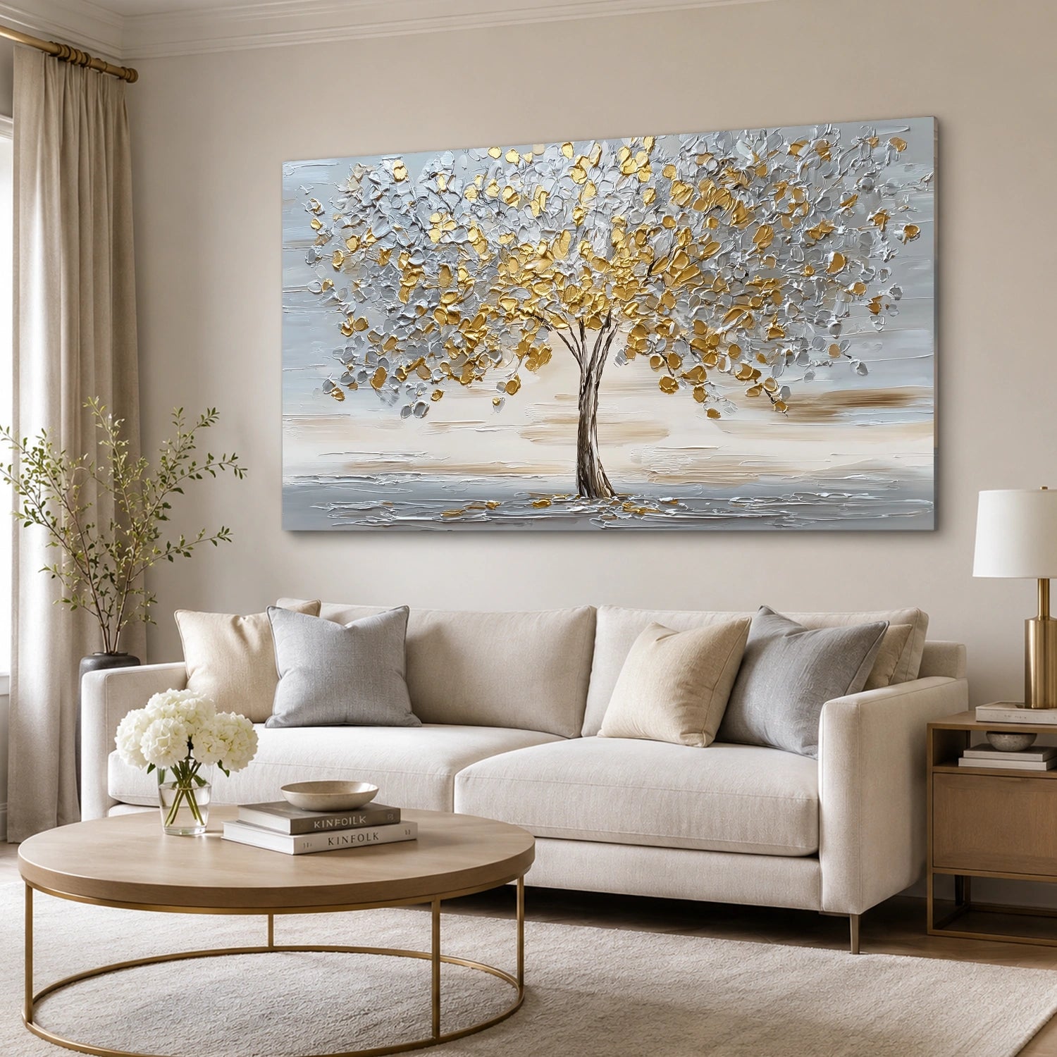 Abstract Flower And Tree Textured Wall Art #FT054